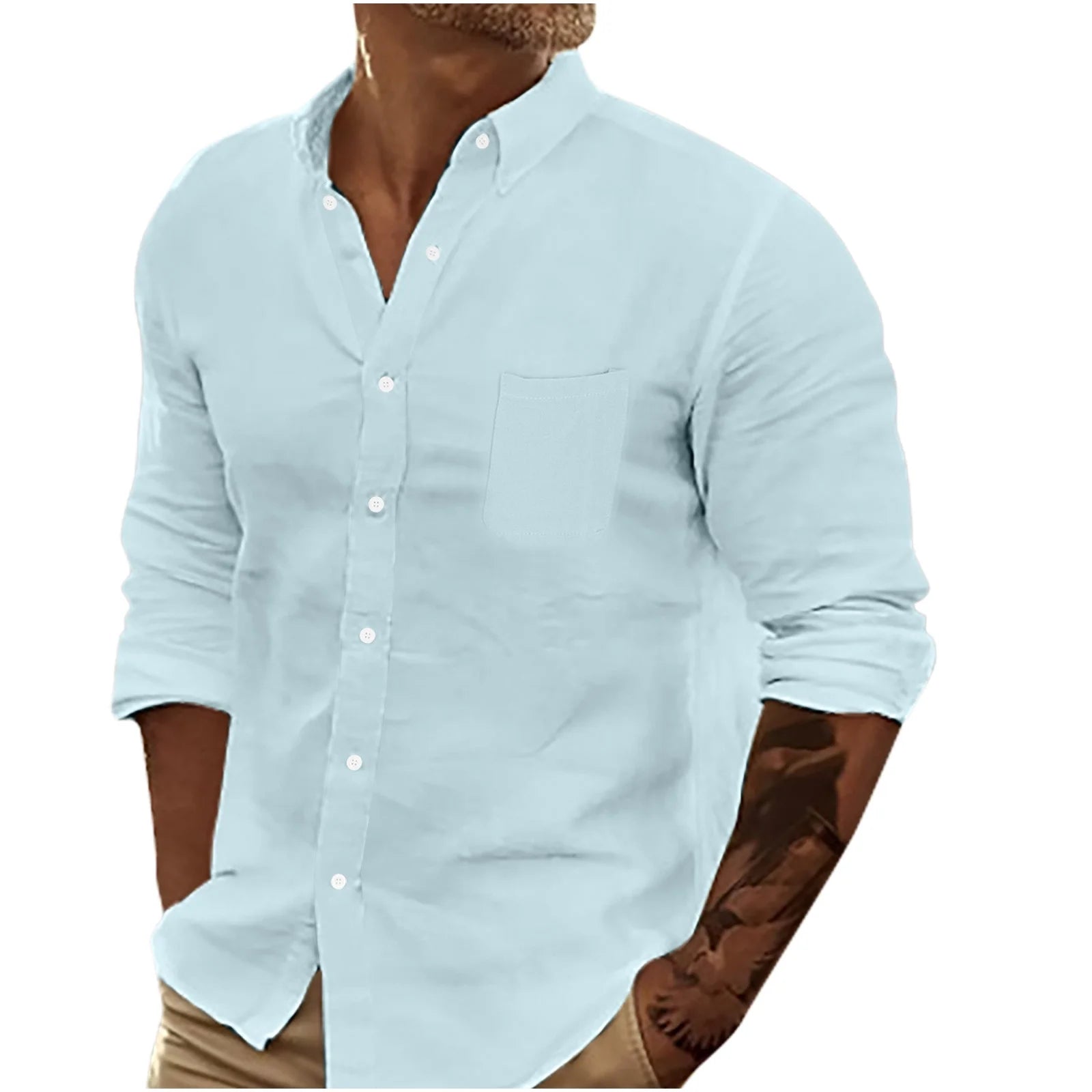 Men's Button Down Solid Light Blue Color Shirt