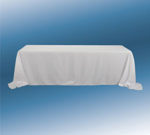 90" X 132" Rectangle Poly Tablecloth Full Drop ,1pc White