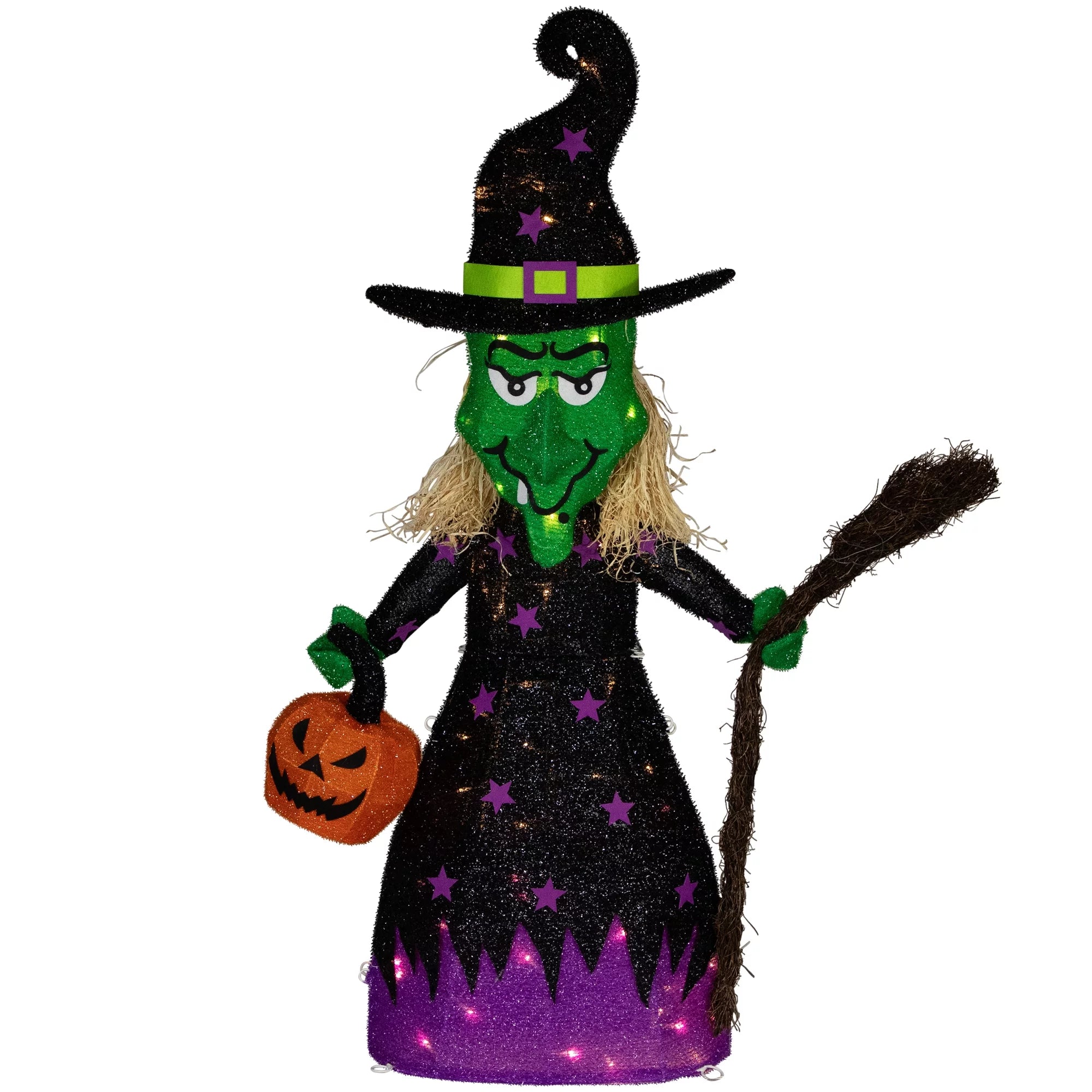 39" LED Lighted Witch with Broom Outdoor