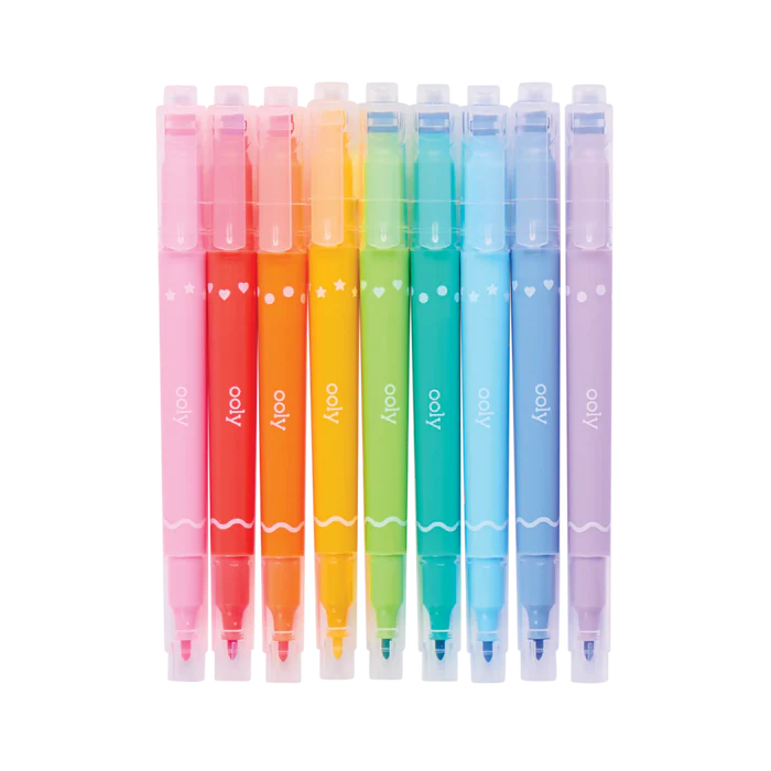 Confetti Stamp Double-Ended Markers - Set of 9