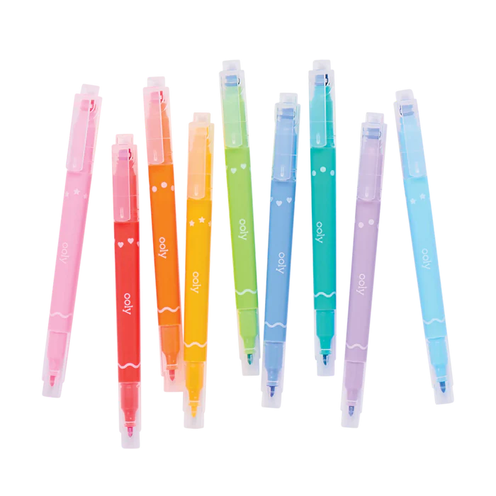 Confetti Stamp Double-Ended Markers - Set of 9