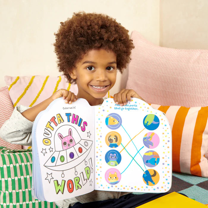 Activity Book - Games Coloring Stickers - Pets in Space