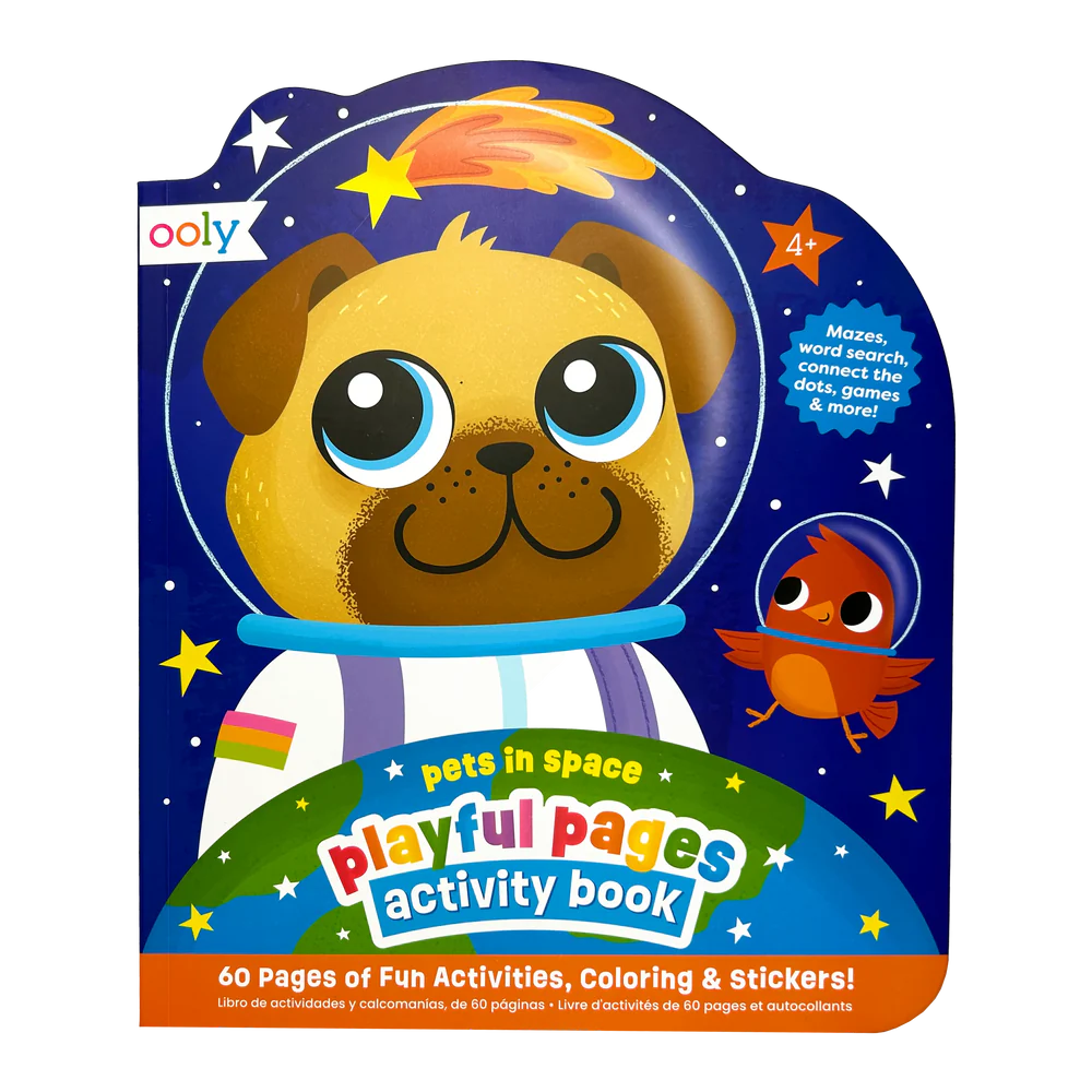 Activity Book - Games Coloring Stickers - Pets in Space
