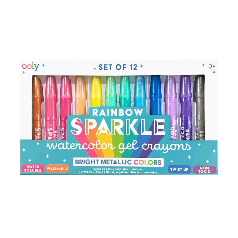 Rainbow Sparkle Metallic Watercolor Gel Crayons - Set of 12