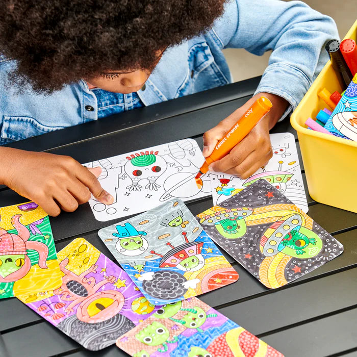 Hidden Pattern Coloring Activity Art Cards - Monster Aliens