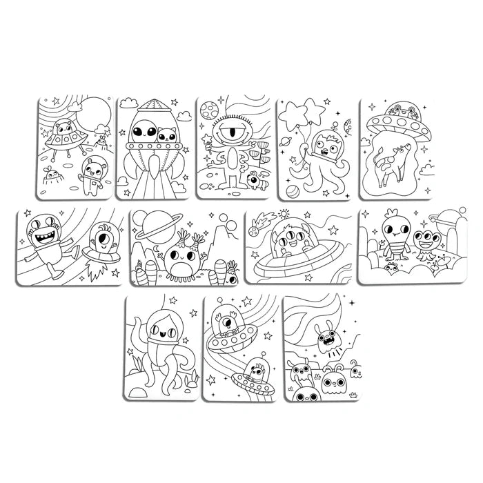 Hidden Pattern Coloring Activity Art Cards - Monster Aliens