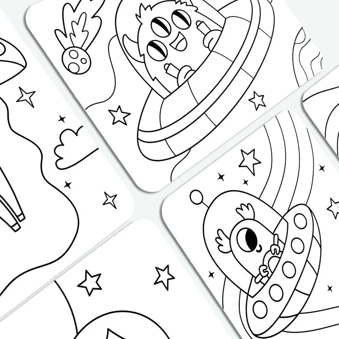 Hidden Pattern Coloring Activity Art Cards - Monster Aliens