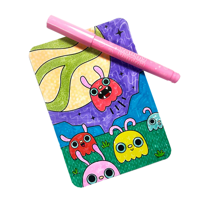 Hidden Pattern Coloring Activity Art Cards - Monster Aliens