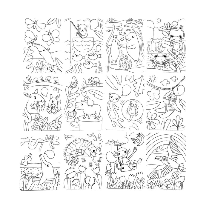 Hidden Pattern Coloring Activity Art Cards - Rainforest Fun