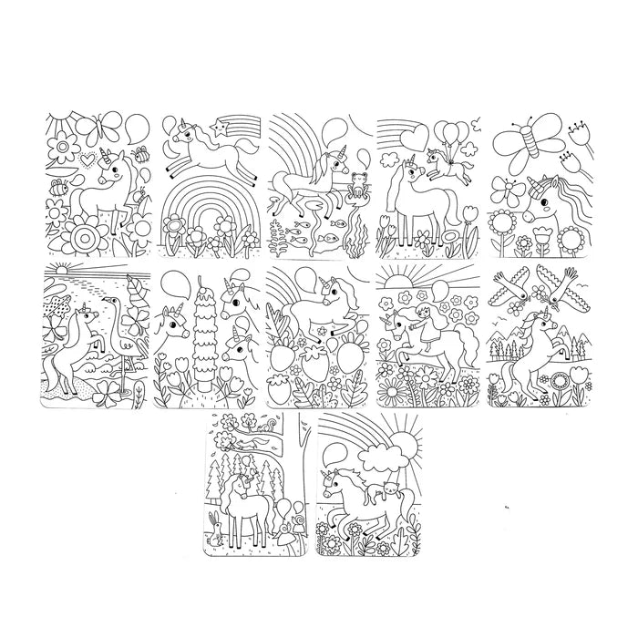 Hidden Pattern Coloring Activity Art Cards - Unicorn Friends