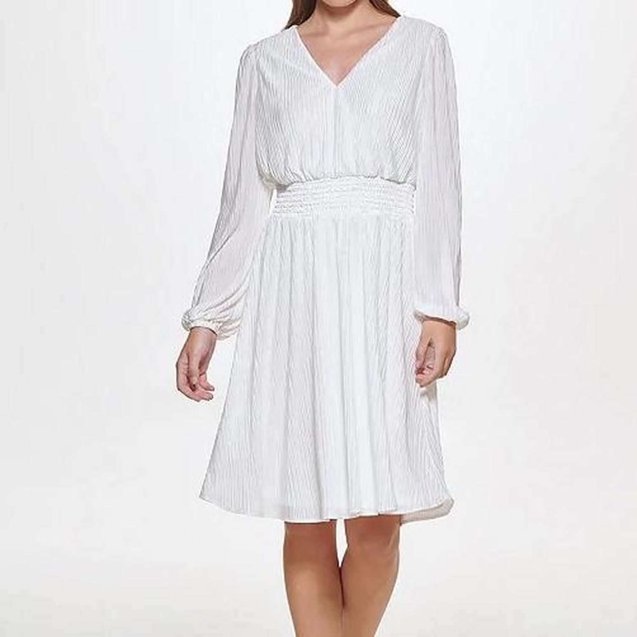 Long Puffed Sleeve Dress Ivory- Kensie