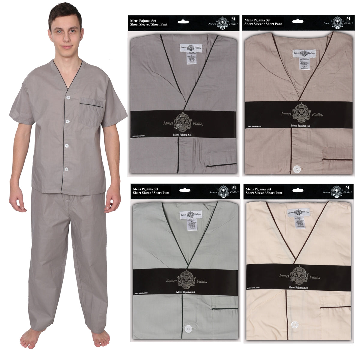 Men´s Pajama Short Sleeve w/ Long short Beige