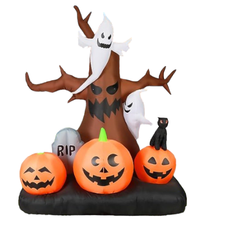8 FT Tall Inflatables Dead Tree with White Ghosts & Pumpkins