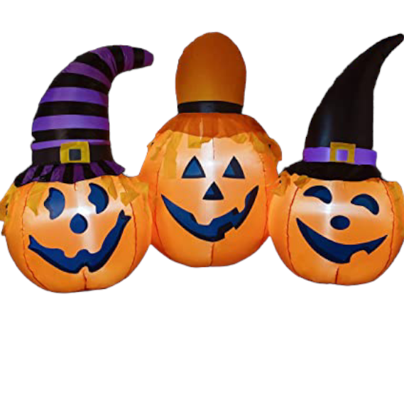 6ft Halloween Inflatables Outdoor Pumpkin Combo with Wizard hat