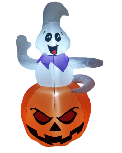 5 FT Inflatable Ghost Sitting on The Pumpkin
