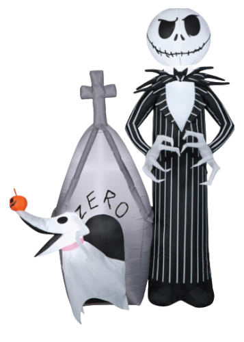 Inflatable Jack Skellington and Zero with House Outdoor Halloween