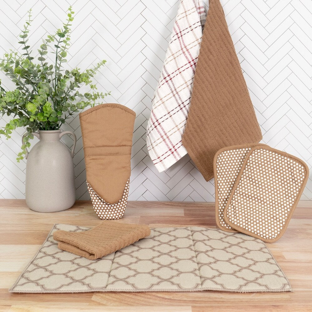 Oven Mitt With Silicone Dots Mocha 13"