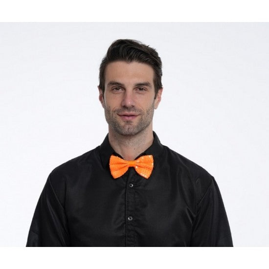 Neon Sequin Bowtie Orange