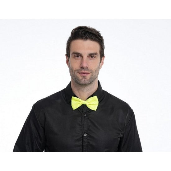Neon Sequin Bowtie Yellow