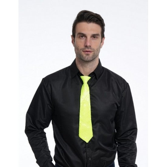 Neon Sequin Tie Yellow
