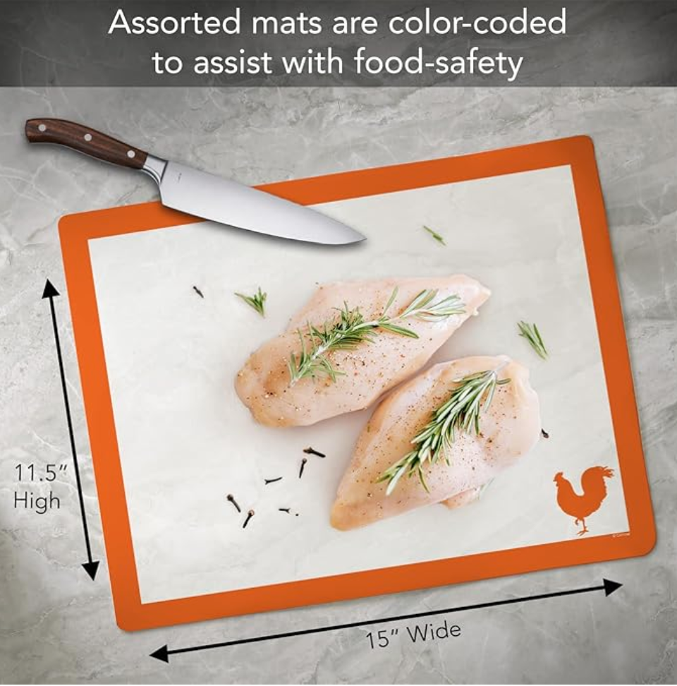 Flexible Cutting Mats Clear with Food Icons Set 4