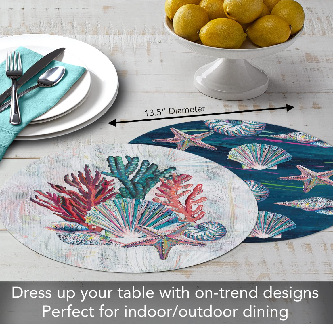 Jewels of the Sea Round Reversible Placemat