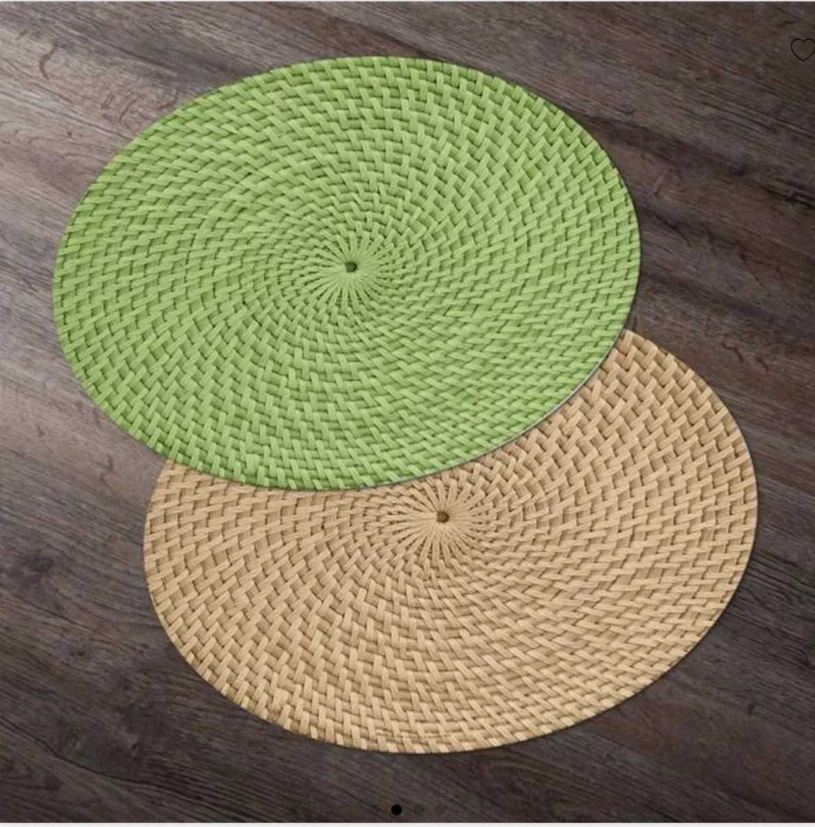 Avocado Basketweave Round Reversible Placemat