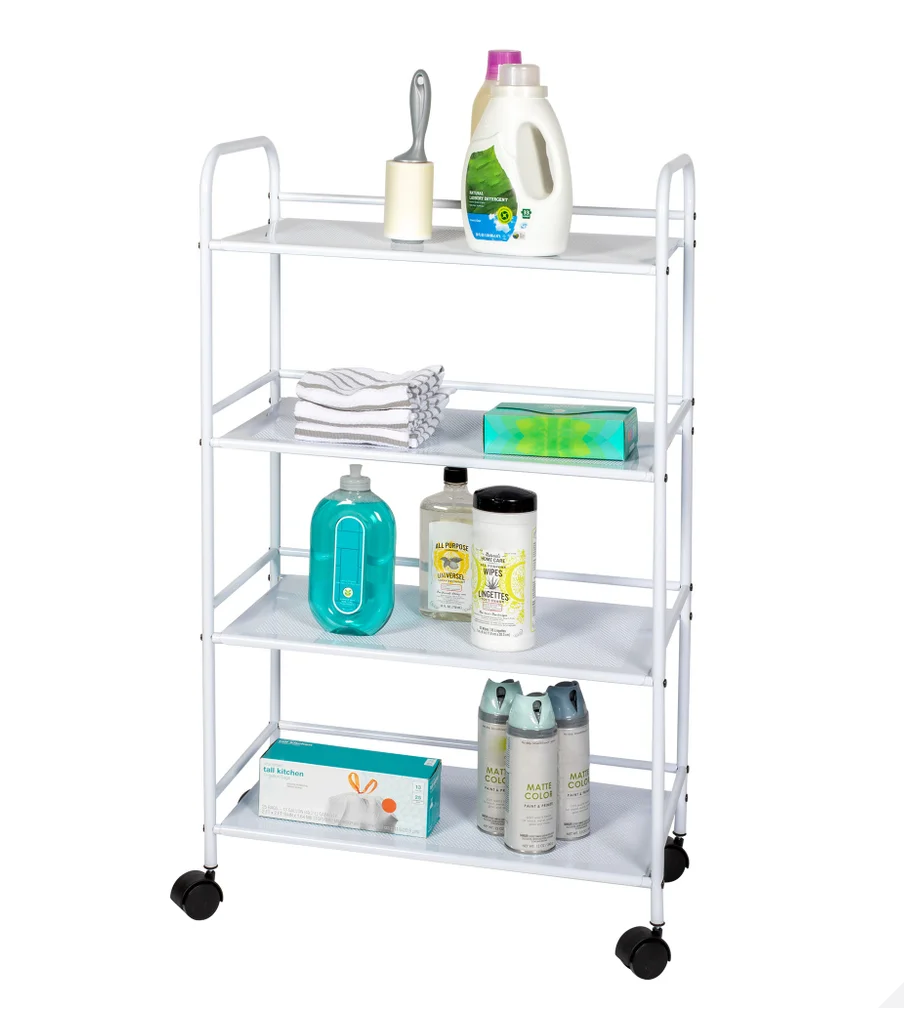 4 Tier Rolling Cart White