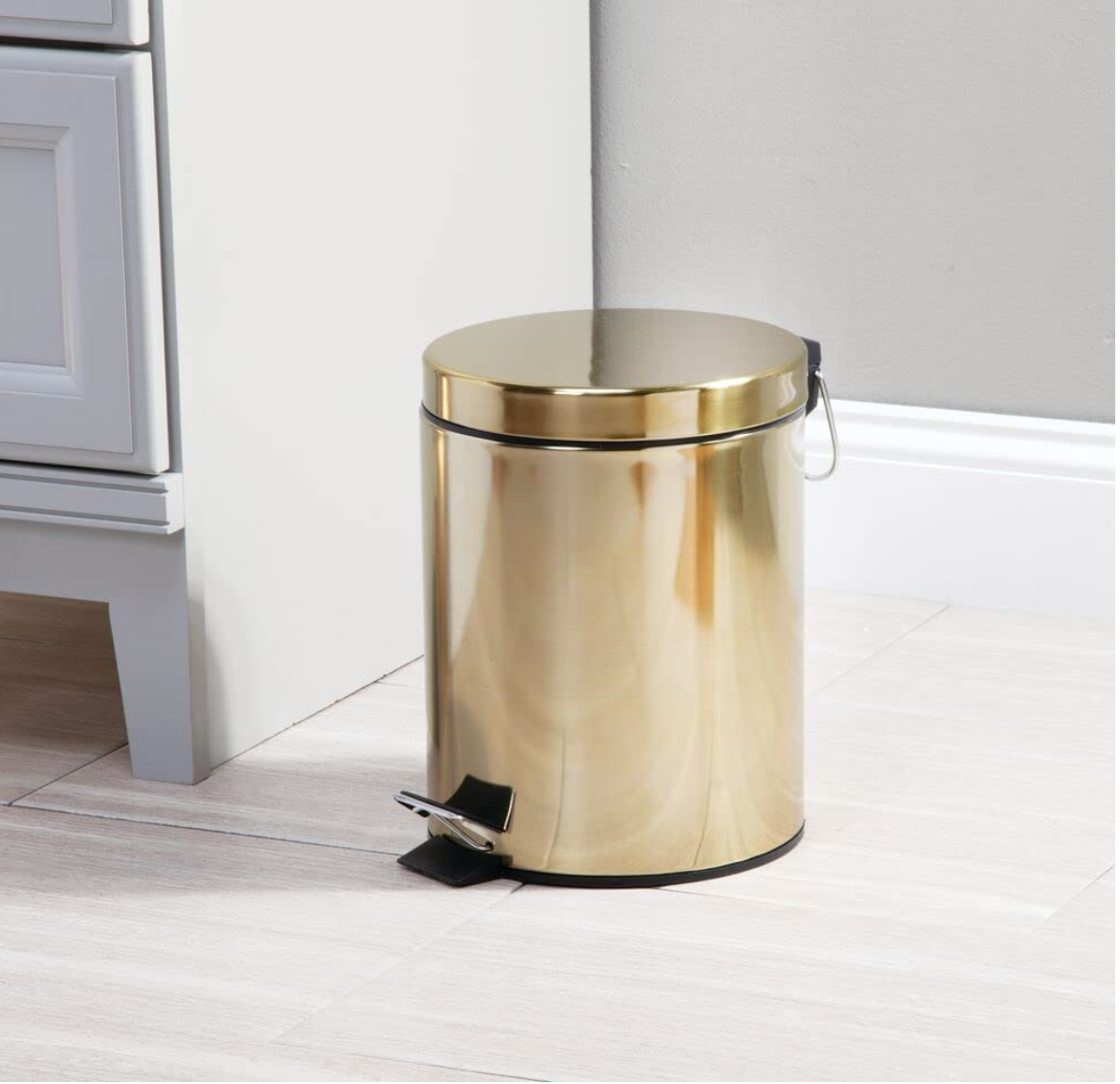 5L Round Metal Step Can Brass