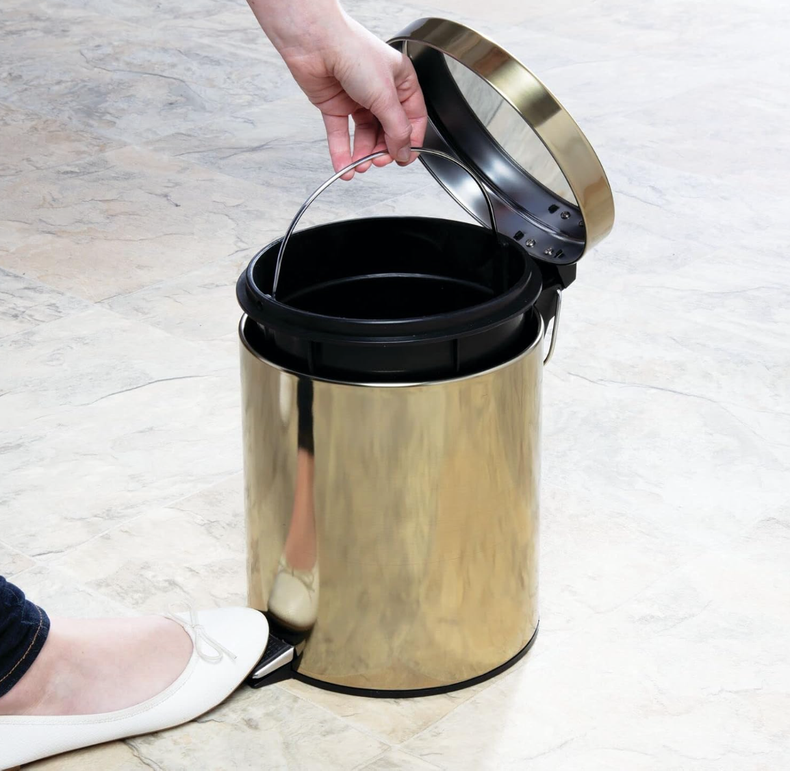 5L Round Metal Step Can Brass