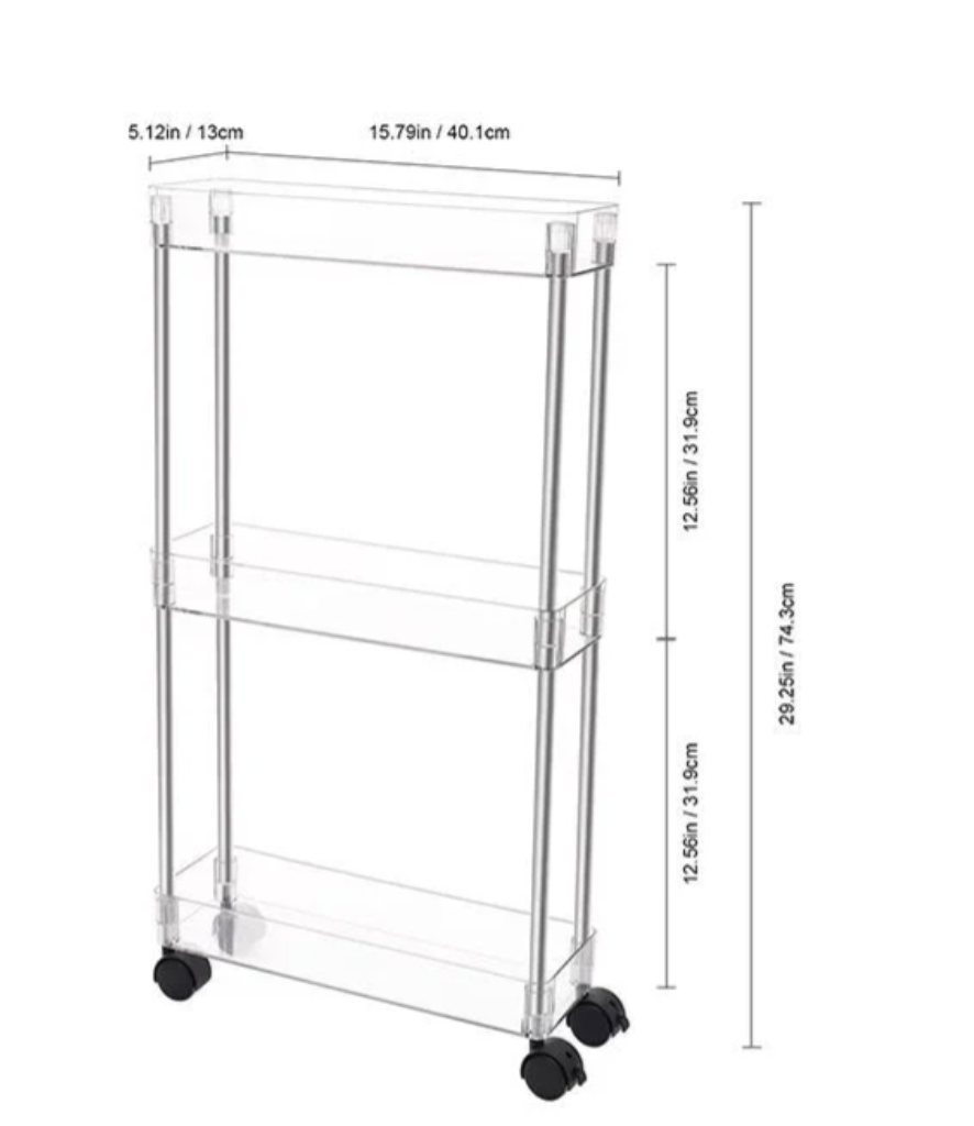 Acrylic 3 Tier Slim Cart