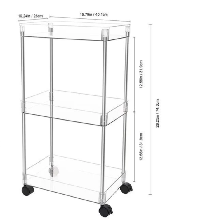 Acrylic 3 Tier Cart