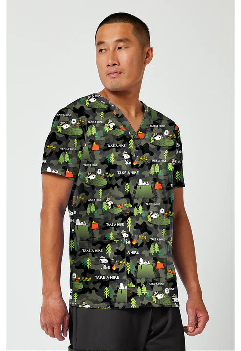 Top con cuello en V y estampado de Snoopy al aire libre para hombre