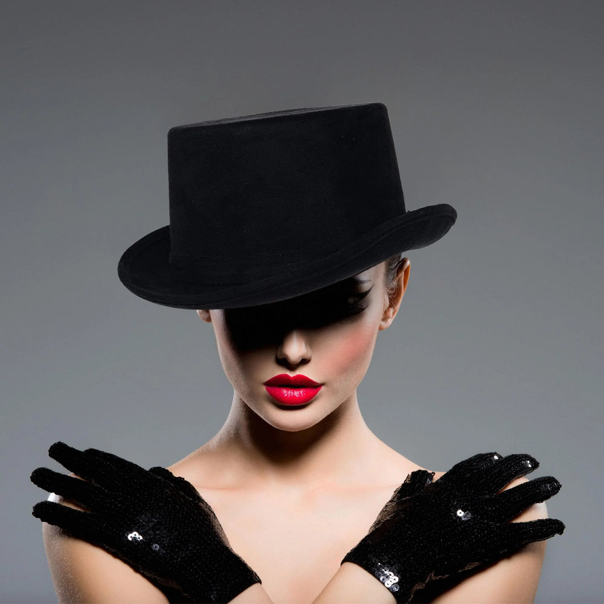 Adult Women's/Men's Unisex Faux Suede Top Hat Black main image 0