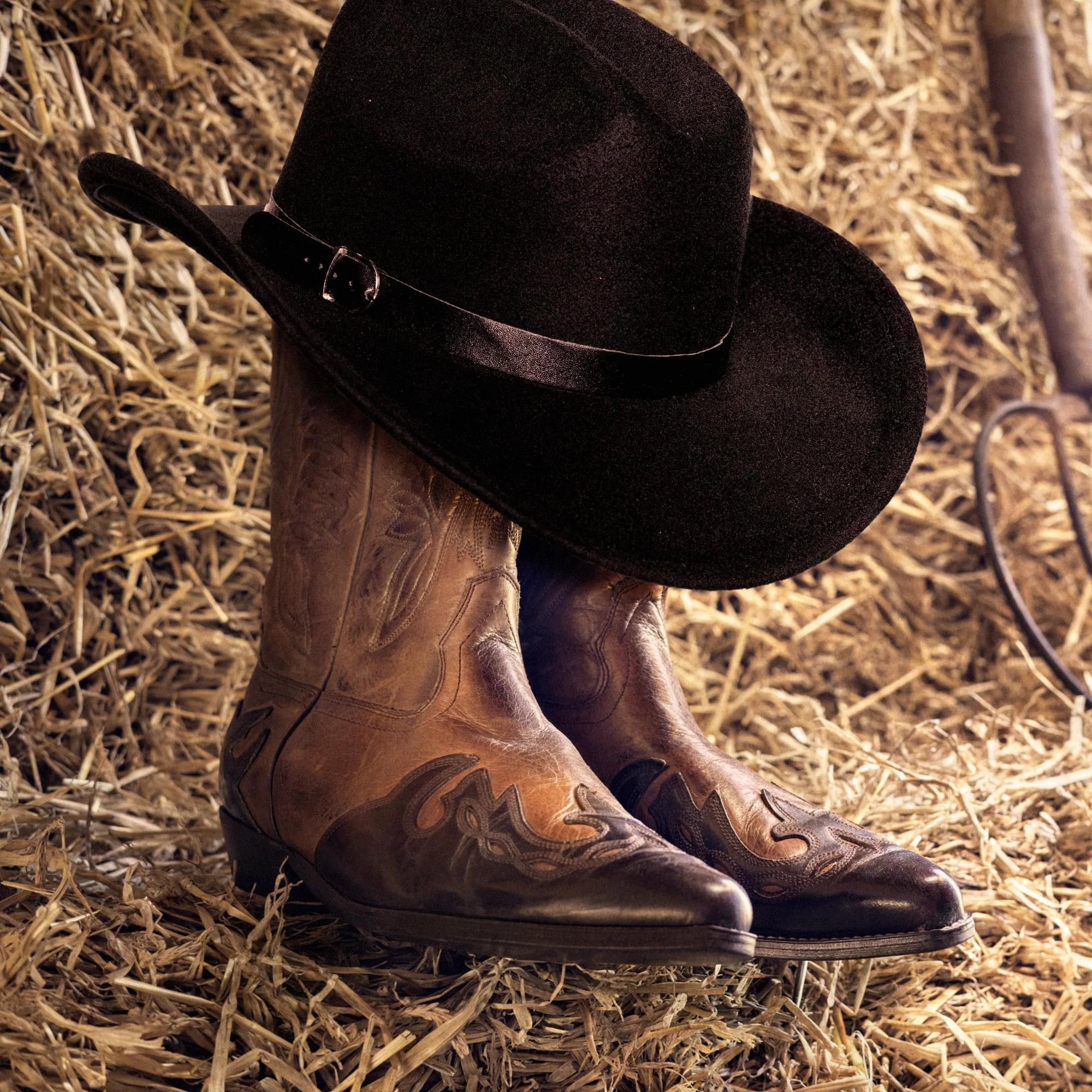 Cowboy Hat With Black Leather Band