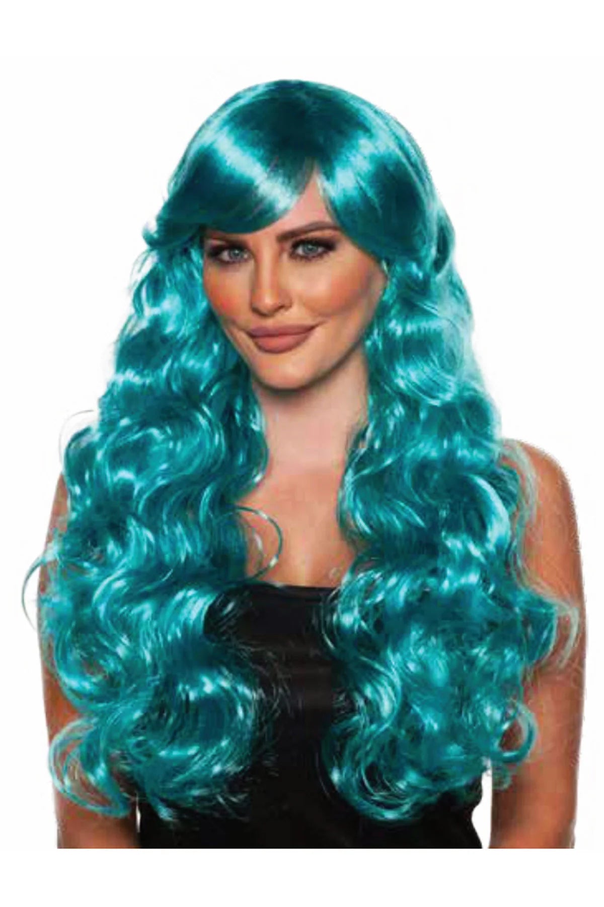 Long Curly Blue -Green Wig