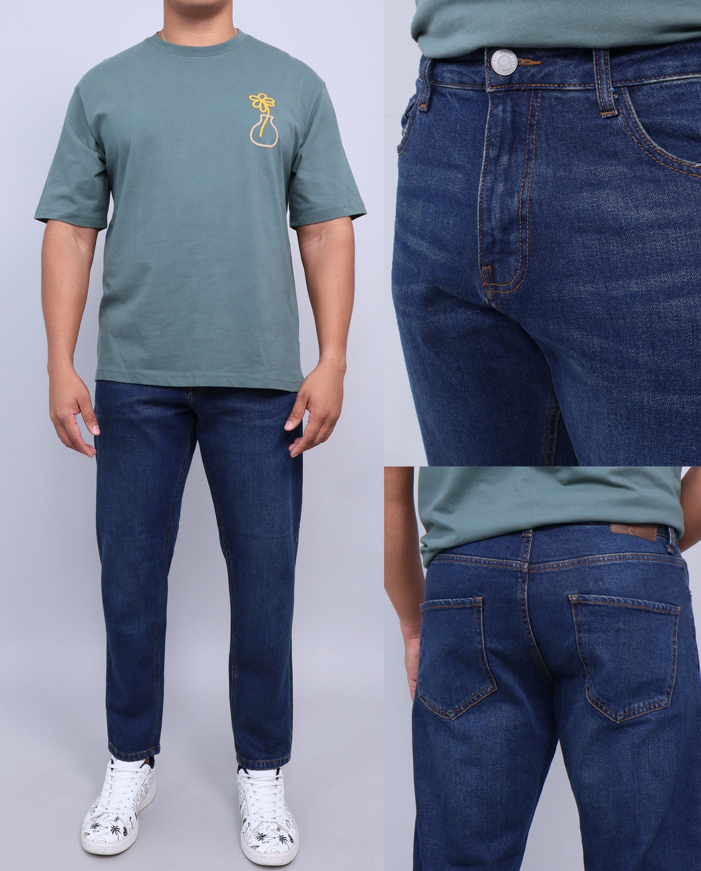 Caballero Pantalon Jeans Relaxed Azul Oscuro