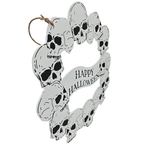 Happy Halloween Hanging Wall Skulls Wreath Decor