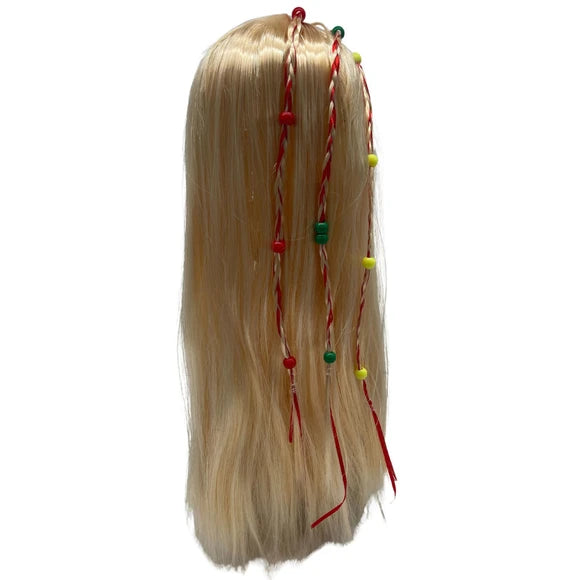 Retro 70s Blonde Hippie Wig with Braids and Beads
