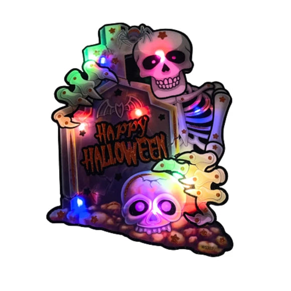 Skeleton with Tombstone Core Board LED Light-Up Hanging Party Decor