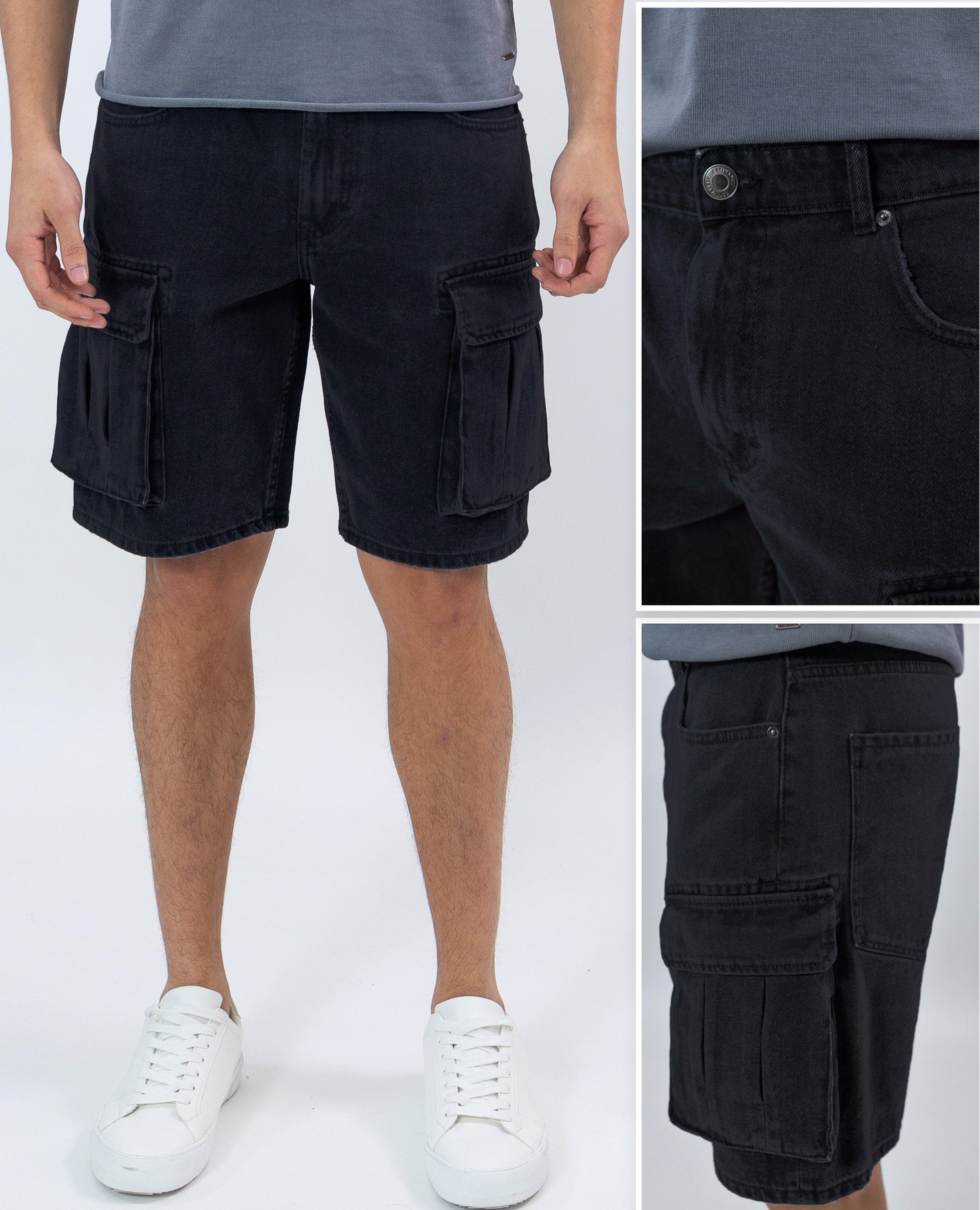 Caballero Bermuda Jeans Relaxed Negro