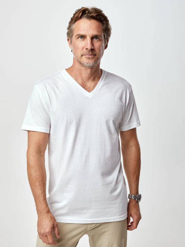 T-shirt V Men White - Everfit