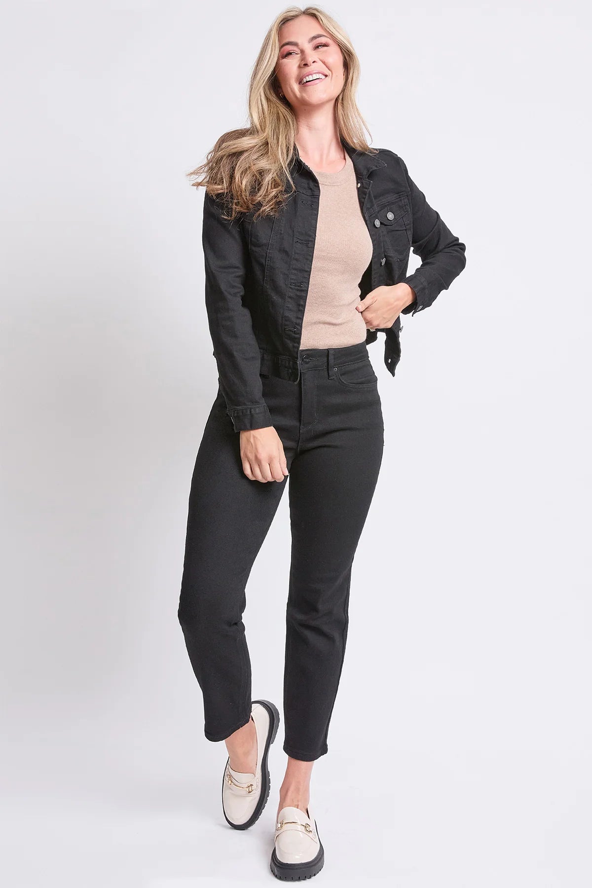 Women's High Rise Vintage Slim Straight Leg Jeans Black - Royalty