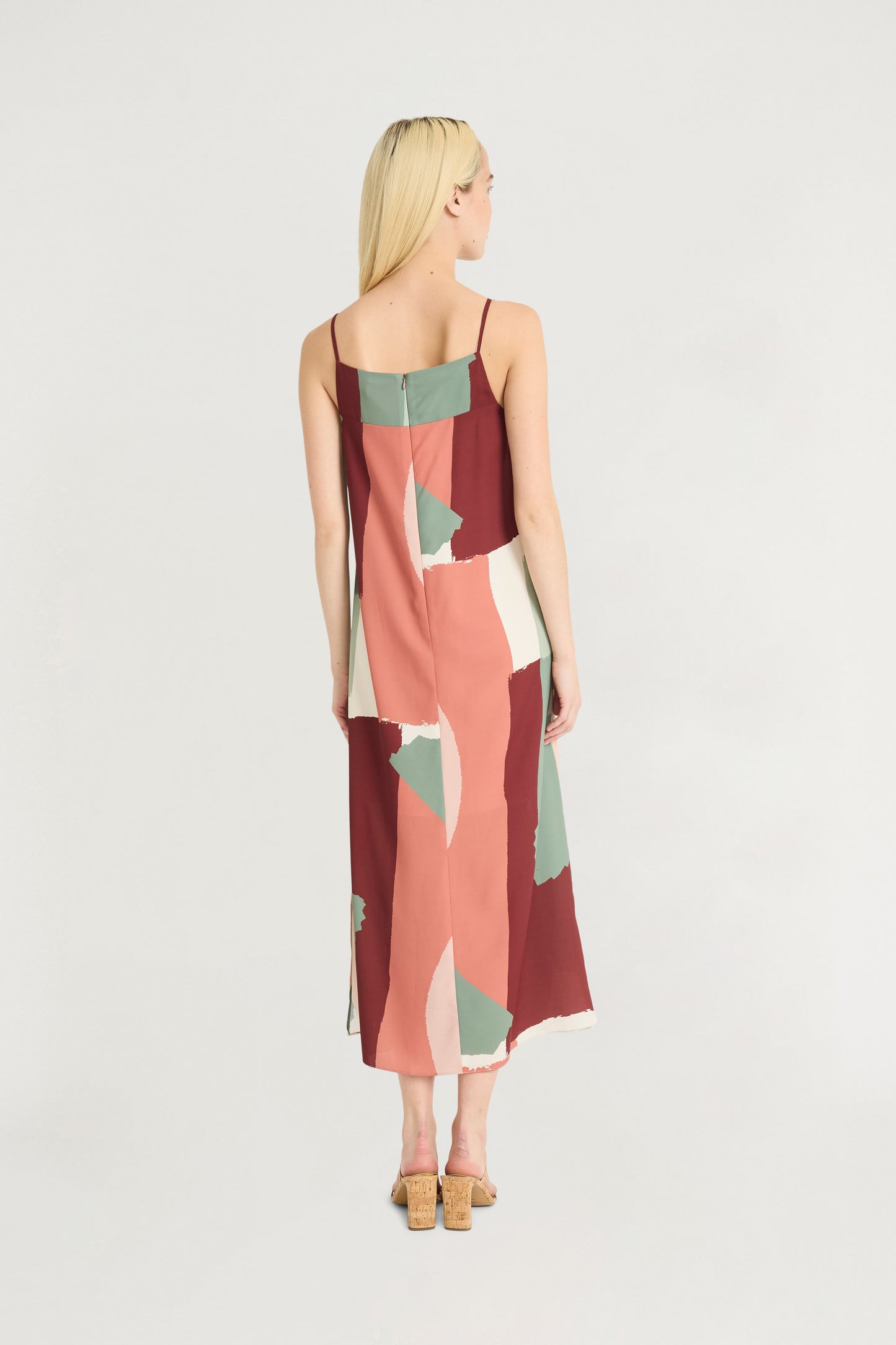 Abstract Print Shift Dress White Smoke/ Antique Rose - Maggy London