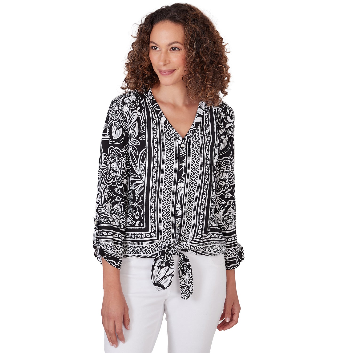 Woodblock Woven Top- Ruby Rd