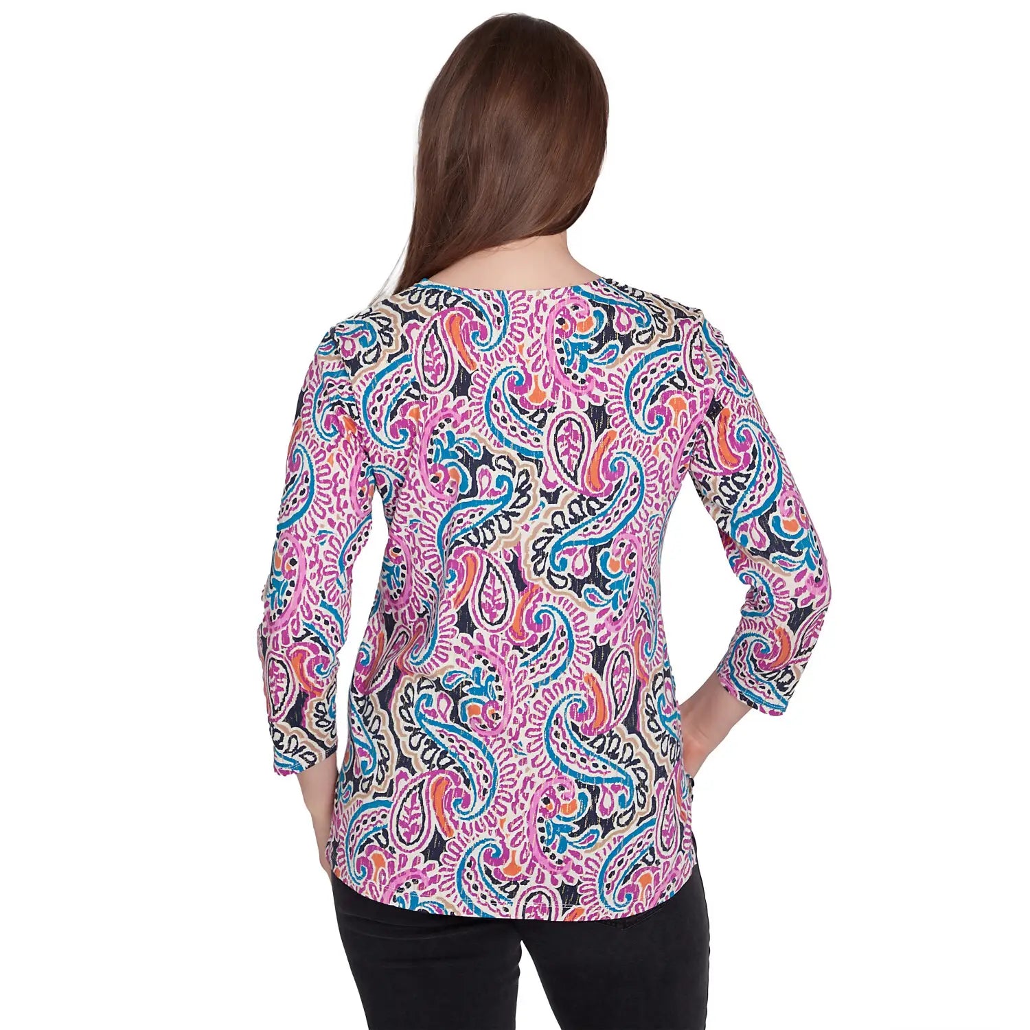 Embellished Paisley Swirl Top Dahlia Multi - Ruby Rd