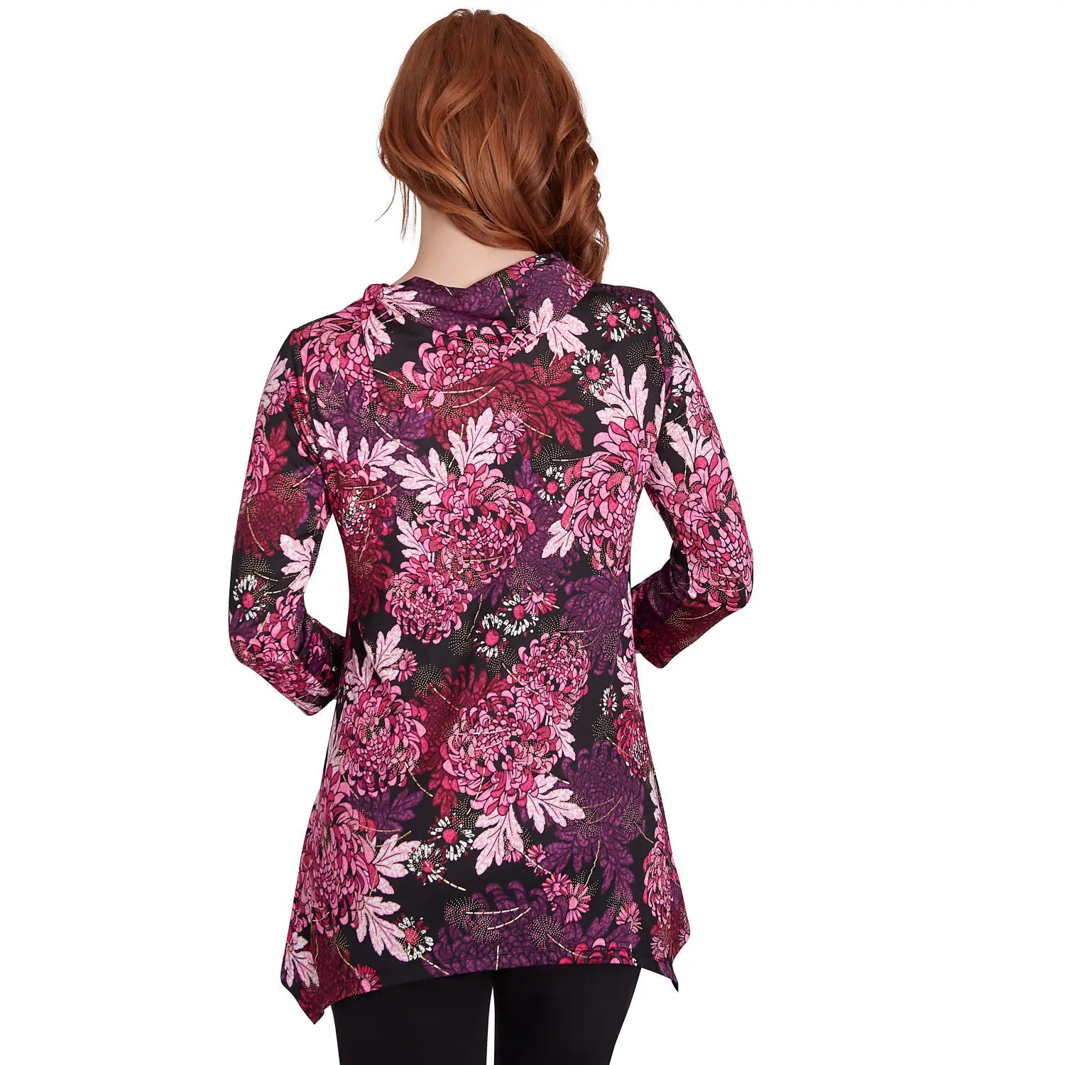 Bold Blooms Split Cowl Dew Drop Top Beet Multi - Ruby Rd