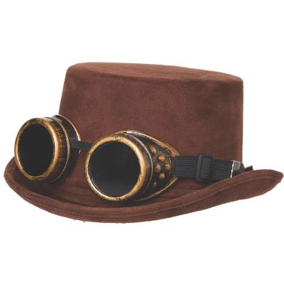 Faux Suede Hat with Goggles