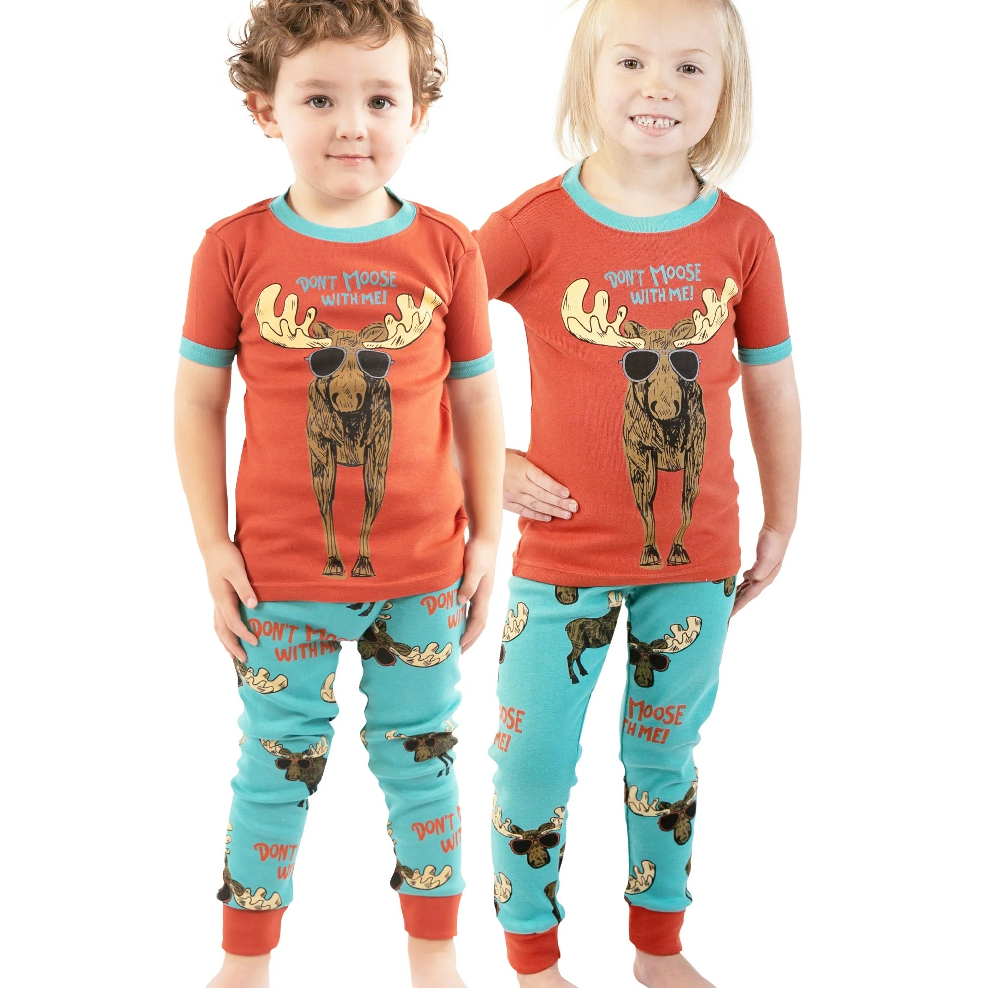 Don't Moose with Me Blue Kid Short Sleeve Set