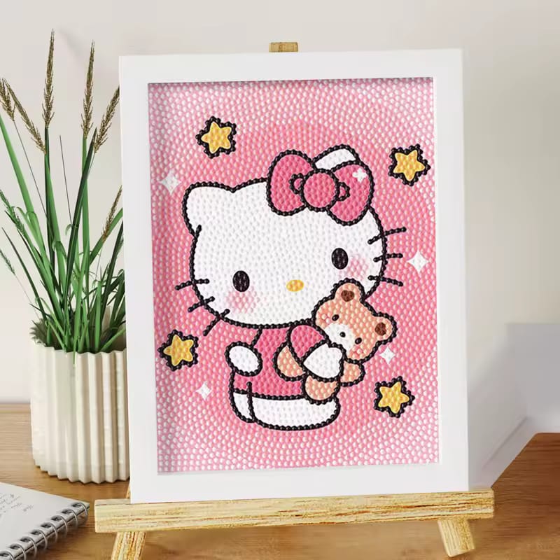 Cartoon Animation Paste Pintura, Handmade Full Diamond Adesivos, Hello Katty